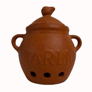 Garlic Keeper Terra Cotta Clay Pot Red Kitchen Gadget Storage Home Decor Cooking